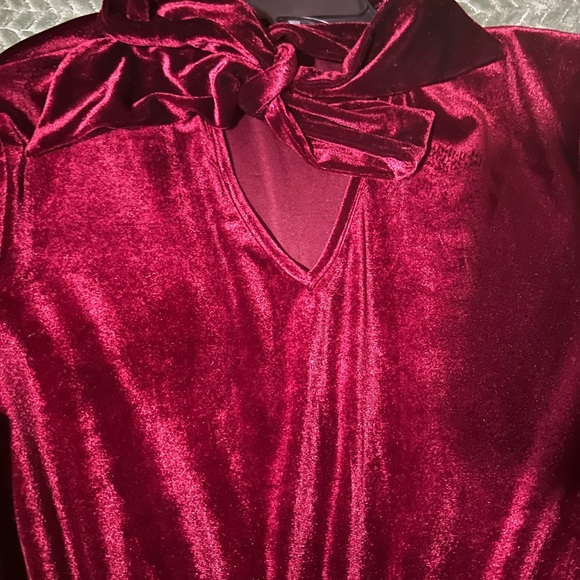 Crushed velvet Christmas red dress - Picture 4 of 9